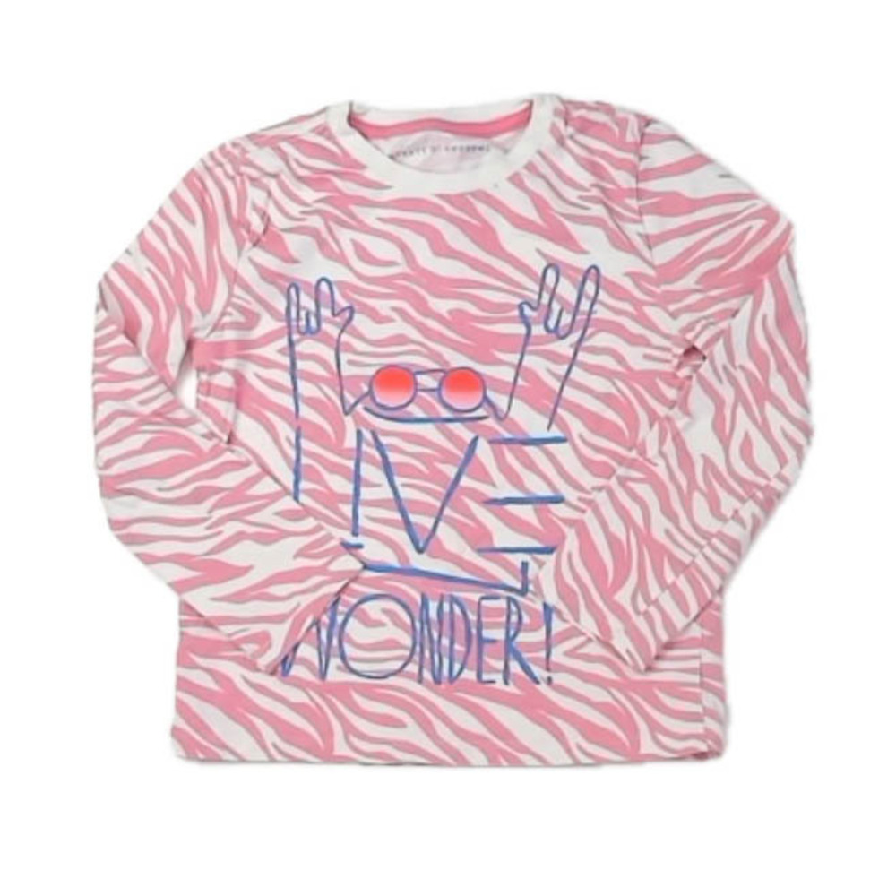 Rockets of Awesome Boys Pink |White Long Sleeve T-Shirt size: 6 Years